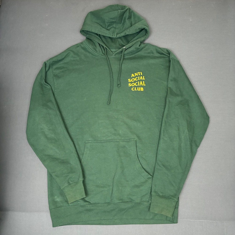 Anti Social Social Club Mens Green Pullover Hoodie Size XL - Picture 2 of 8
